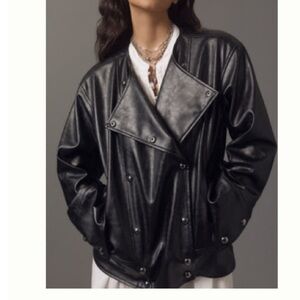 PILCRO FAUX LEATHER ASYMMETRIC SNAP MOTO JACKET